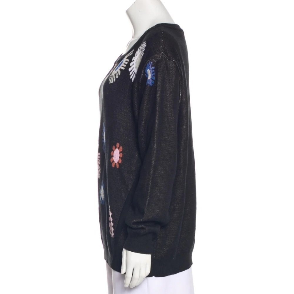 Rachel Comey Black Floral Sweater Peruvian made - Picture 2 of 8